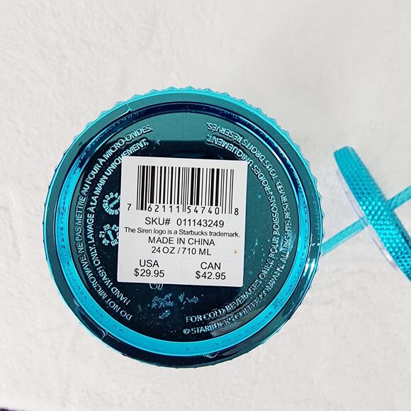 NWT Starbucks 2023 Summer Neon Blue chrome steel Studded Siren Venti Cold Cup - Picture 8 of 8